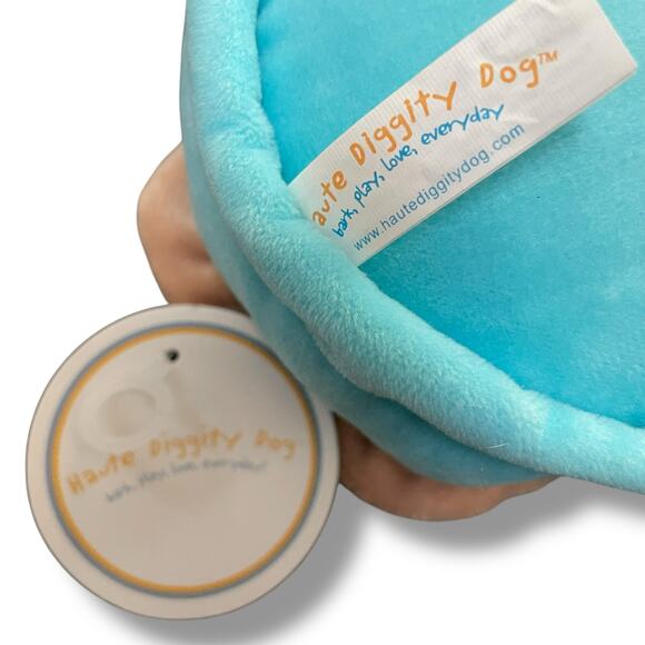 Haute Diggity Dog Plush Birthday Boy Cake Pup Pet Toy Squeaker Blue Brown 5" - Picture 7 of 10